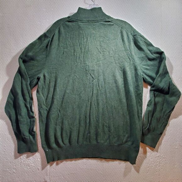 Eddie Bauer Cotton/Cashmere 1/4 Zip Pullover Sweater Men's Sz MED Dk.Green - Picture 2 of 8